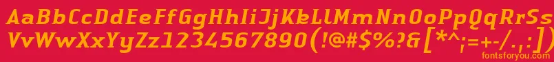 LinotypeAuthenticSmallSerifMediumit Font – Orange Fonts on Red Background