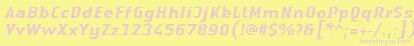 LinotypeAuthenticSmallSerifMediumit Font – Pink Fonts on Yellow Background