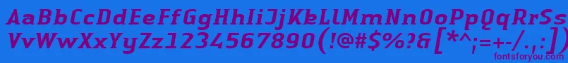 LinotypeAuthenticSmallSerifMediumit Font – Purple Fonts on Blue Background