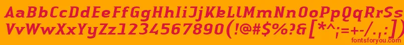 LinotypeAuthenticSmallSerifMediumit Font – Red Fonts on Orange Background