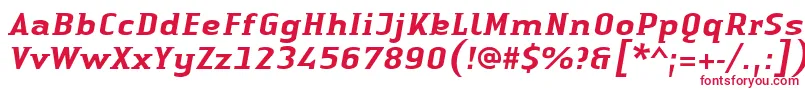 LinotypeAuthenticSmallSerifMediumit Font – Red Fonts on White Background