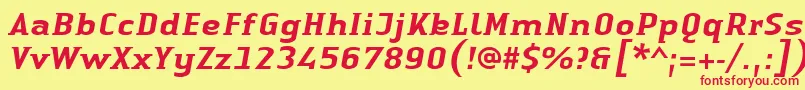 LinotypeAuthenticSmallSerifMediumit Font – Red Fonts on Yellow Background