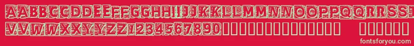 Fonte CfcherokeeRegular – fontes verdes em um fundo vermelho