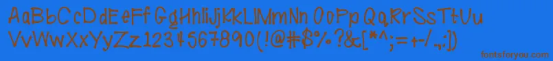 フォントMoviespopcorn – 茶色の文字が青い背景にあります。