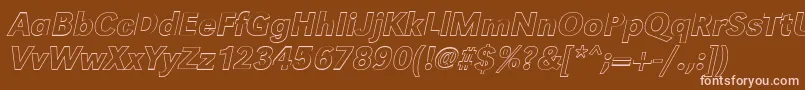 GroteskouMediumItalic Font – Pink Fonts on Brown Background