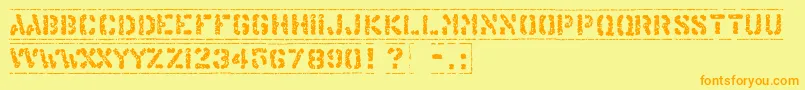 OffshoreBankingBusiness-Schriftart – Orangefarbene Schriften auf gelbem Hintergrund
