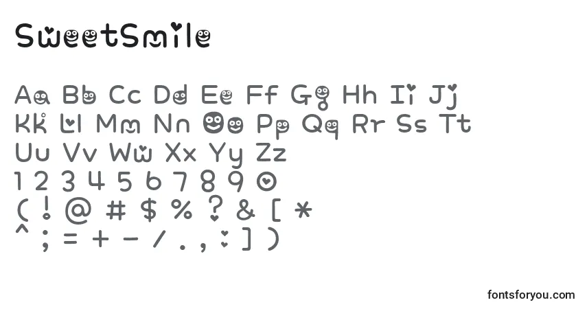 Schriftart SweetSmile – Alphabet, Zahlen, spezielle Symbole