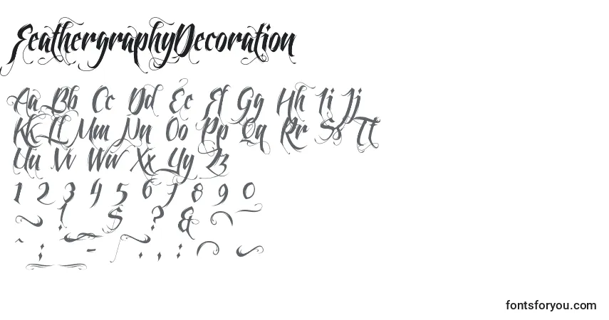Schriftart FeathergraphyDecoration – Alphabet, Zahlen, spezielle Symbole