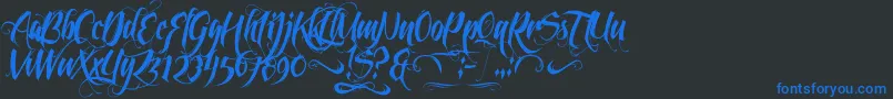 FeathergraphyDecoration Font – Blue Fonts on Black Background