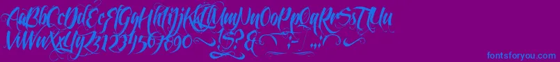 FeathergraphyDecoration Font – Blue Fonts on Purple Background