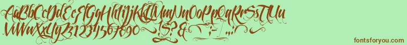 FeathergraphyDecoration-Schriftart – Braune Schriften auf grünem Hintergrund