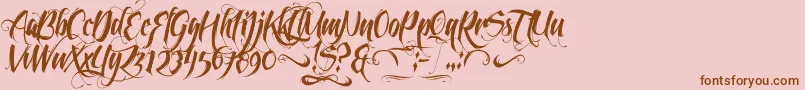 FeathergraphyDecoration-Schriftart – Braune Schriften auf rosa Hintergrund