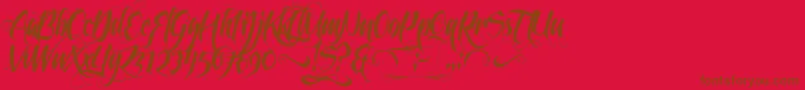 FeathergraphyDecoration-Schriftart – Braune Schriften auf rotem Hintergrund