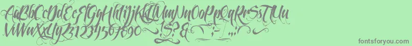 FeathergraphyDecoration-Schriftart – Graue Schriften auf grünem Hintergrund