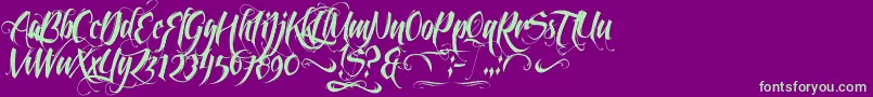 FeathergraphyDecoration-Schriftart – Grüne Schriften auf violettem Hintergrund