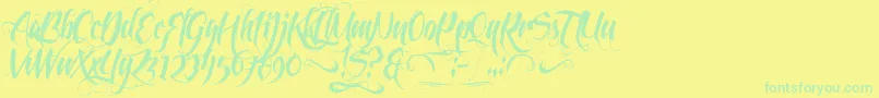 FeathergraphyDecoration-Schriftart – Grüne Schriften auf gelbem Hintergrund