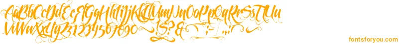 FeathergraphyDecoration-Schriftart – Orangefarbene Schriften auf weißem Hintergrund