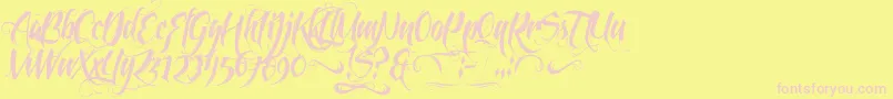 FeathergraphyDecoration-Schriftart – Rosa Schriften auf gelbem Hintergrund