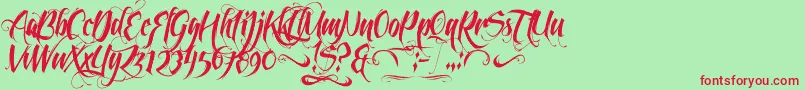 FeathergraphyDecoration Font – Red Fonts on Green Background