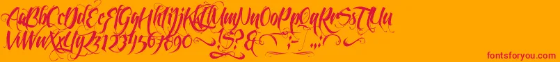 FeathergraphyDecoration Font – Red Fonts on Orange Background