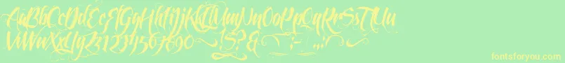 FeathergraphyDecoration-Schriftart – Gelbe Schriften auf grünem Hintergrund