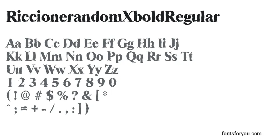 A fonte RiccionerandomXboldRegular – alfabeto, números, caracteres especiais