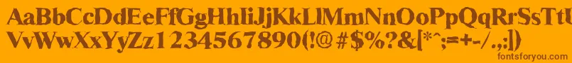 RiccionerandomXboldRegular-fontti – ruskeat fontit oranssilla taustalla