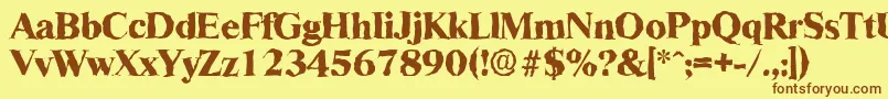 RiccionerandomXboldRegular Font – Brown Fonts on Yellow Background