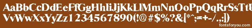 RiccionerandomXboldRegular-fontti – valkoiset fontit ruskealla taustalla