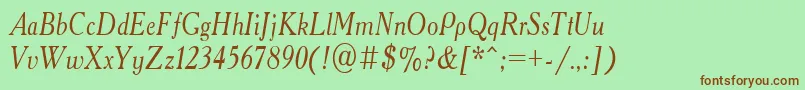 AcademyOldNarrowItalic Font – Brown Fonts on Green Background