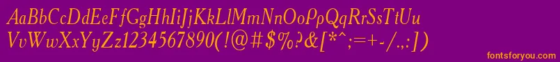 AcademyOldNarrowItalic Font – Orange Fonts on Purple Background