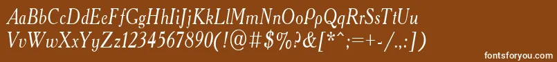 AcademyOldNarrowItalic Font – White Fonts on Brown Background