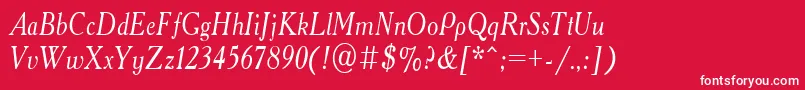 AcademyOldNarrowItalic Font – White Fonts on Red Background