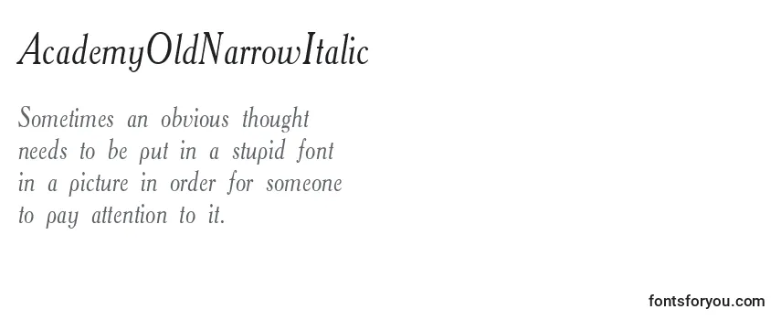 Review of the AcademyOldNarrowItalic Font