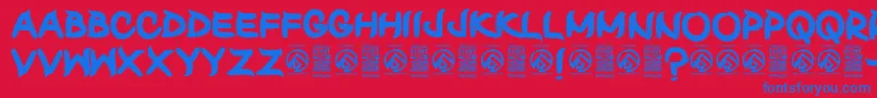 Police ShunsetRegular – polices bleues sur fond rouge