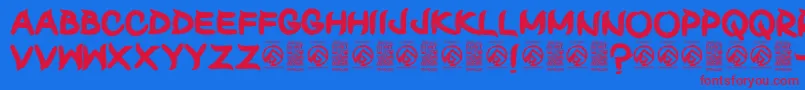 ShunsetRegular-fontti – punaiset fontit sinisellä taustalla