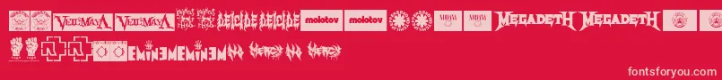 Czcionka MusicLogosTfb – różowe czcionki na czerwonym tle