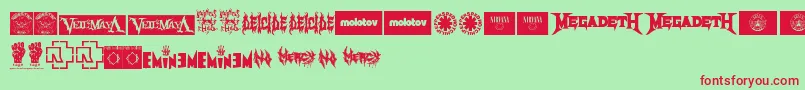 MusicLogosTfb Font – Red Fonts on Green Background