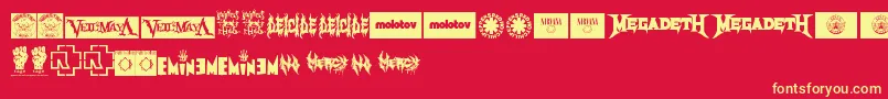 MusicLogosTfb Font – Yellow Fonts on Red Background