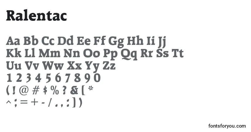 A fonte Ralentac – alfabeto, números, caracteres especiais