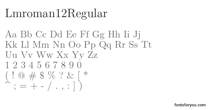 Lmroman12Regular-fontti – aakkoset, numerot, erikoismerkit