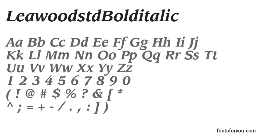 Шрифт LeawoodstdBolditalic – алфавит, цифры, специальные символы