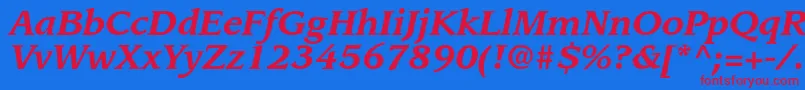 LeawoodstdBolditalic Font – Red Fonts on Blue Background