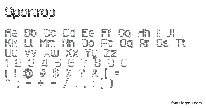 Czcionka Sportrop – alfabet, cyfry, specjalne znaki