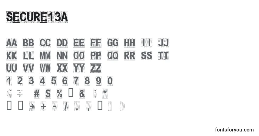 Secure13a-fontti – aakkoset, numerot, erikoismerkit