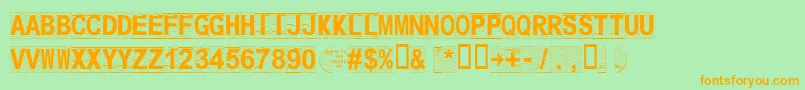 Secure13a-Schriftart – Orangefarbene Schriften auf grünem Hintergrund