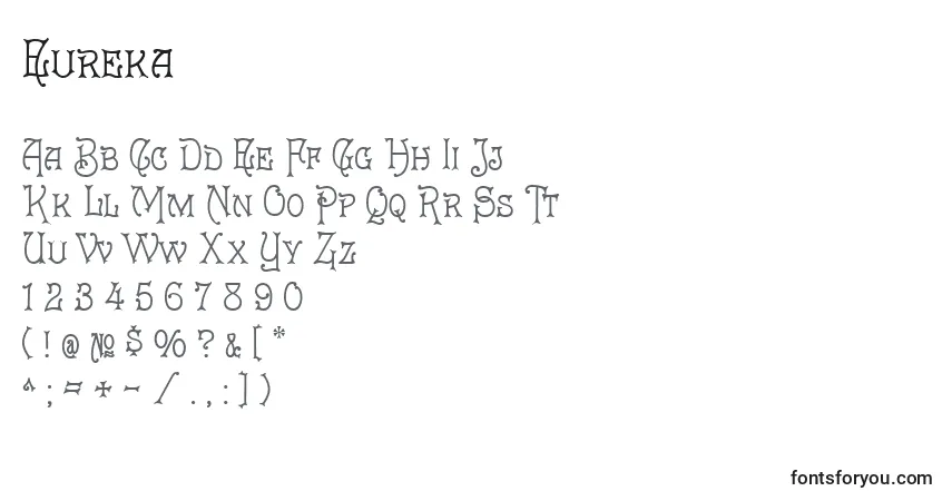 A fonte Eureka – alfabeto, números, caracteres especiais