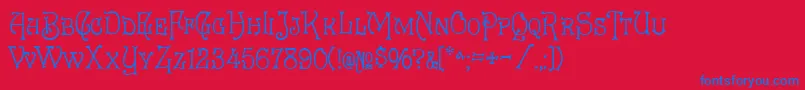 Eureka-Schriftart – Blaue Schriften auf rotem Hintergrund