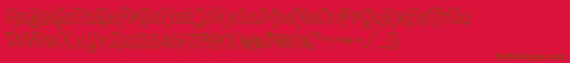 Więcej informacji o czcionce Eureka Czcionka Eureka – brązowe czcionki na czerwonym tle