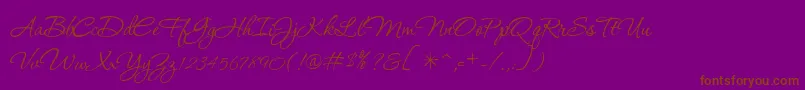 Corinthia-Schriftart – Braune Schriften auf violettem Hintergrund